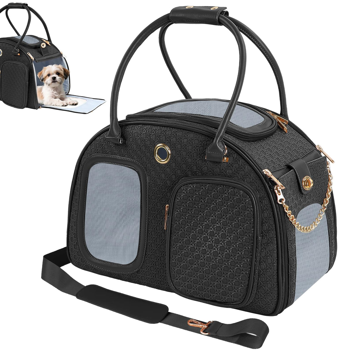 Globlyte dog purse luxe-design showcases premium PU leather for chic travel.