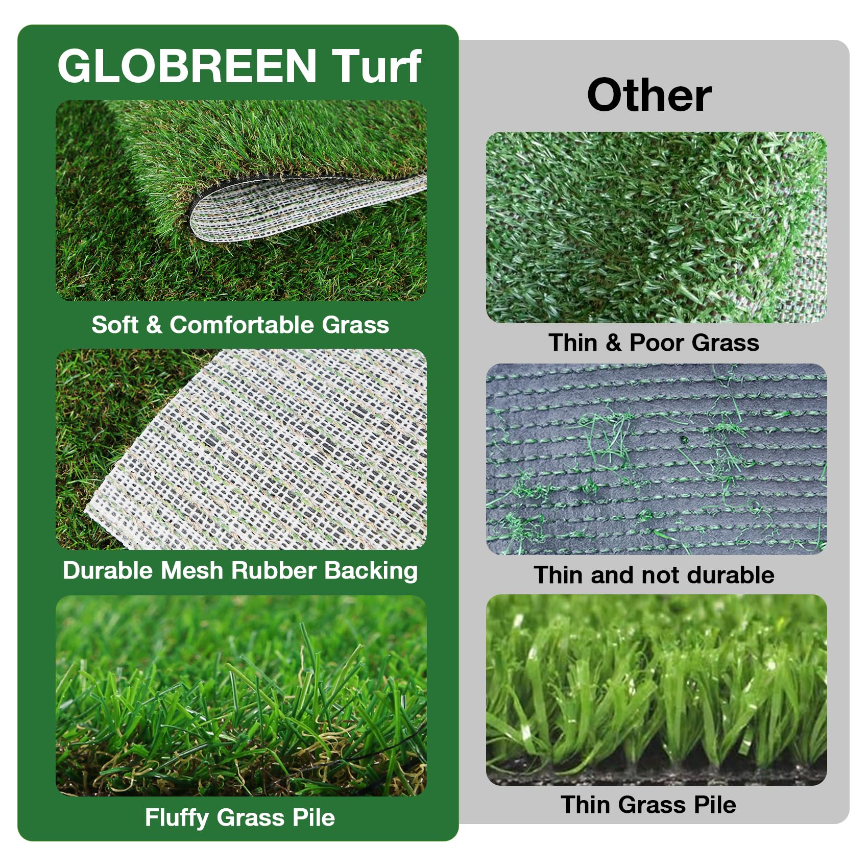GLOBREEN dog on turf on patio demonstrates easy potty area.
