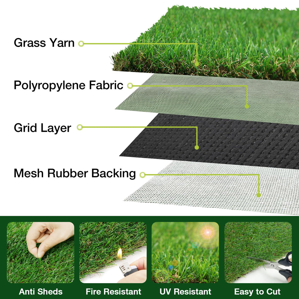 GLOBREEN turf waterproof with anti-UV finish for all-weather use.