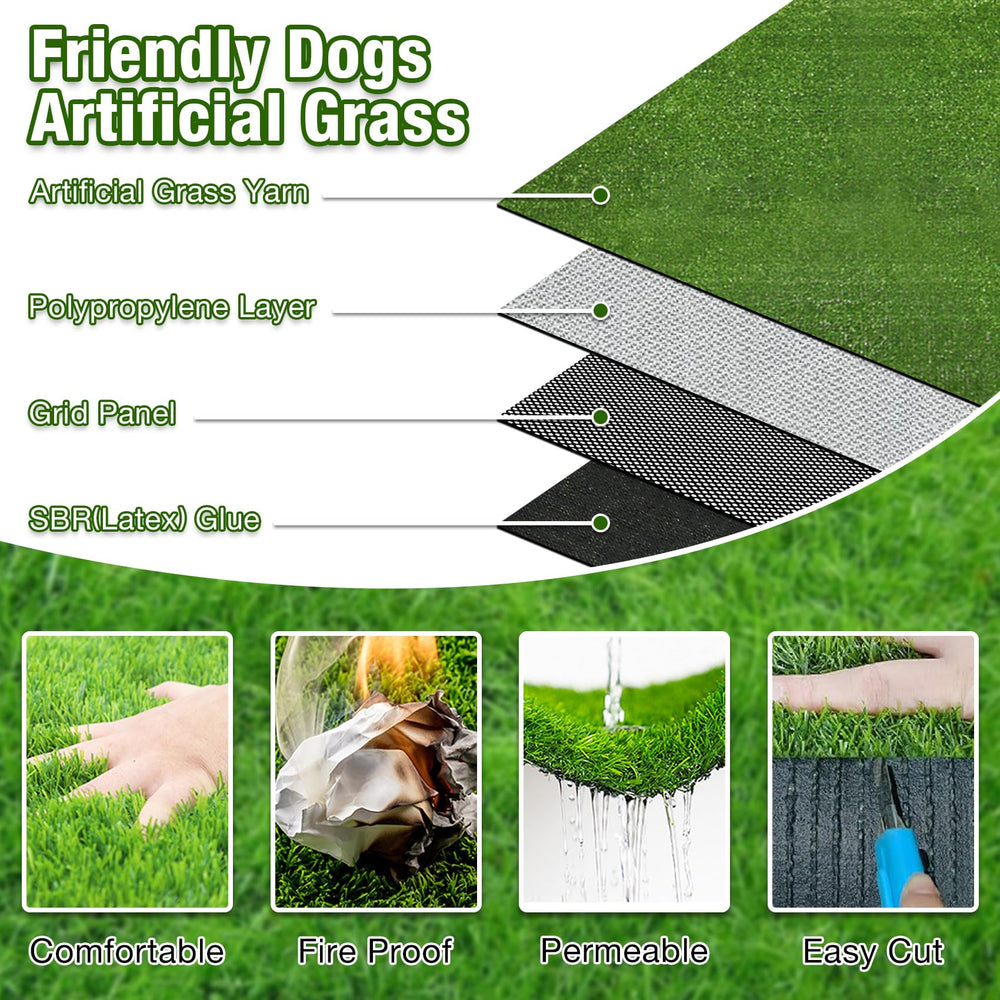 Globreen waterproof pet turf withstands rain and indoor spills for easy cleanup.