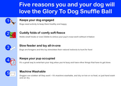 Glory To Dog snuffle ball being tossed invites discovery and rewarding sniffing.