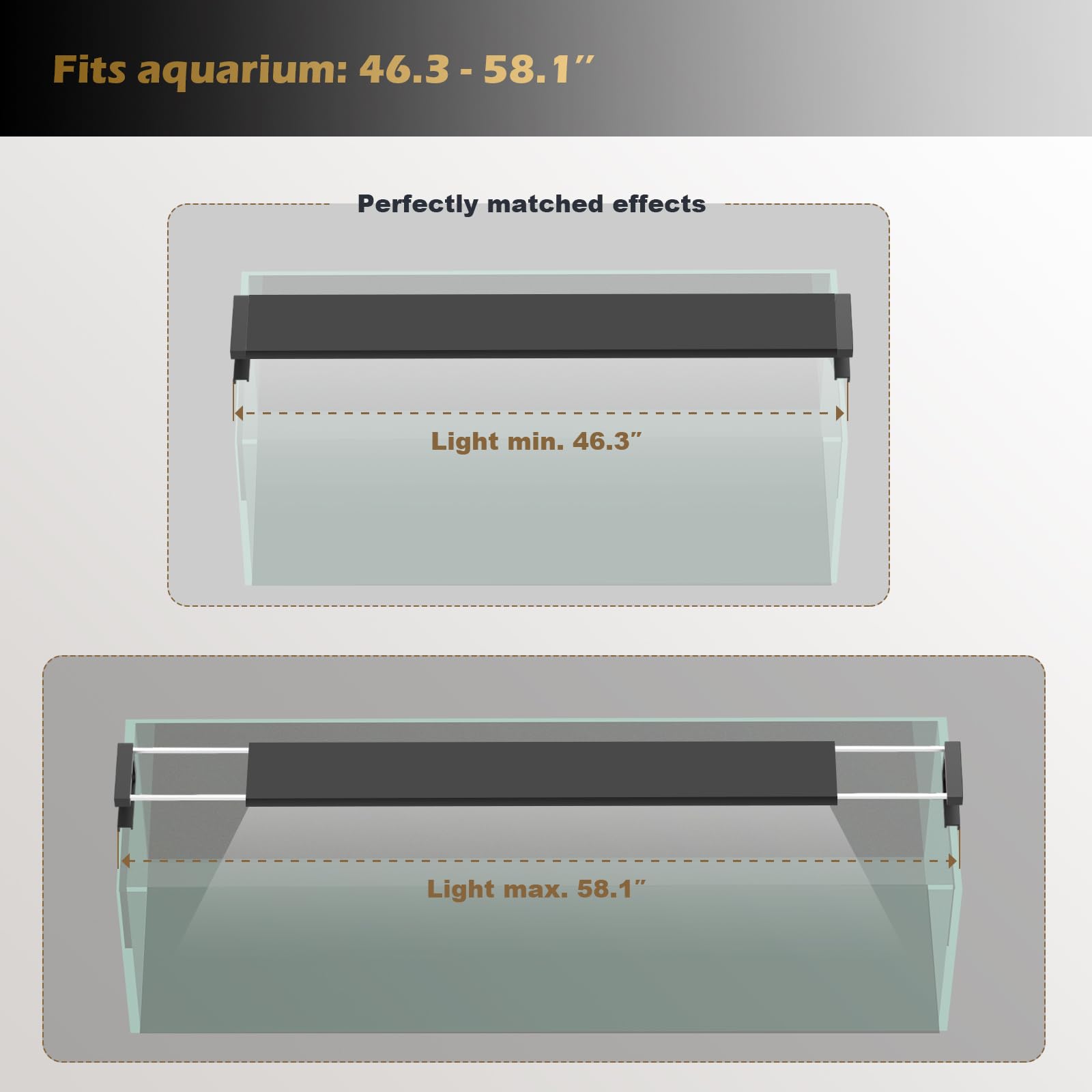 GLOWRIUM easy installation guide supports 48-60 inch tanks.