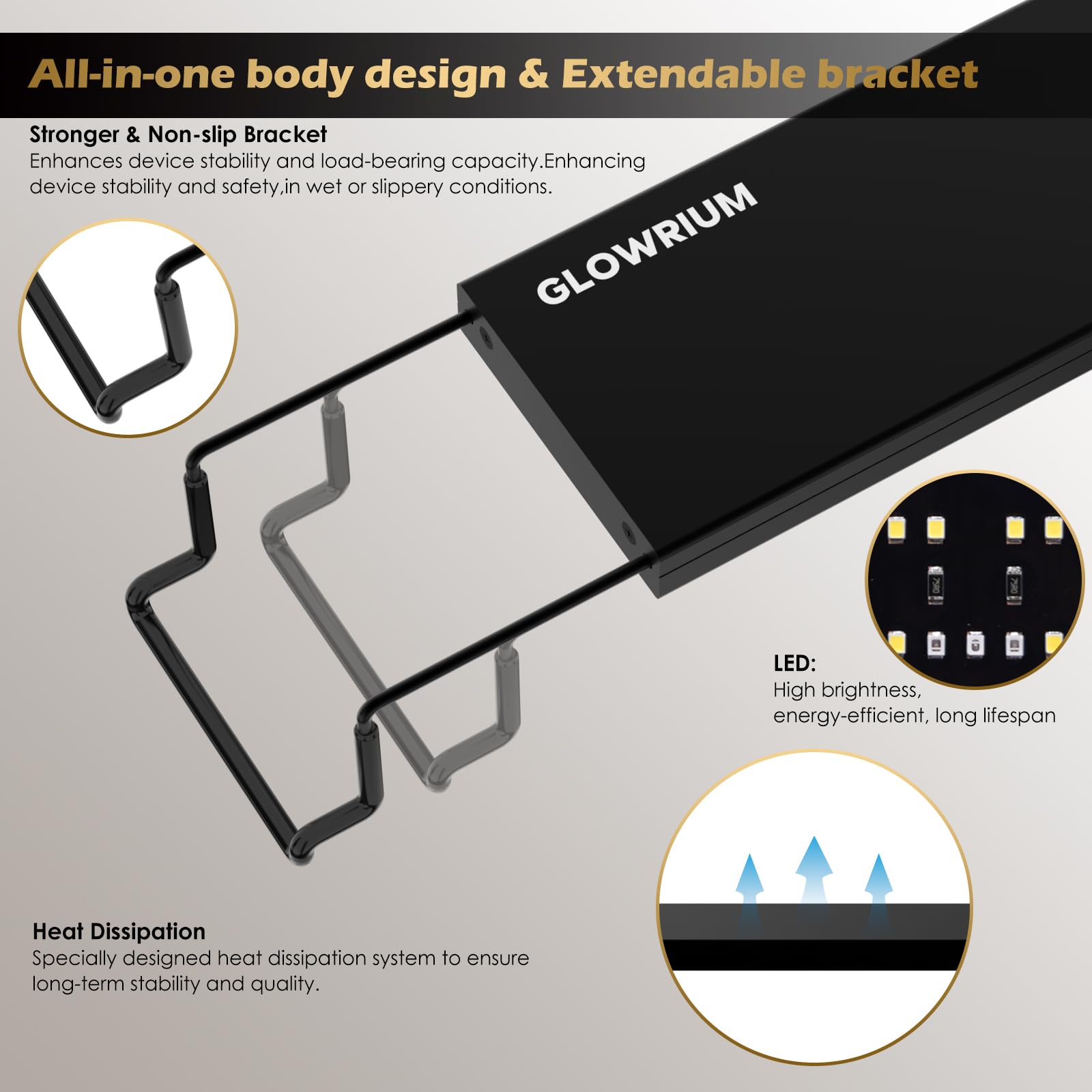 Glowrium aquarium light 36-41 inch tank compatibility enables easy setup