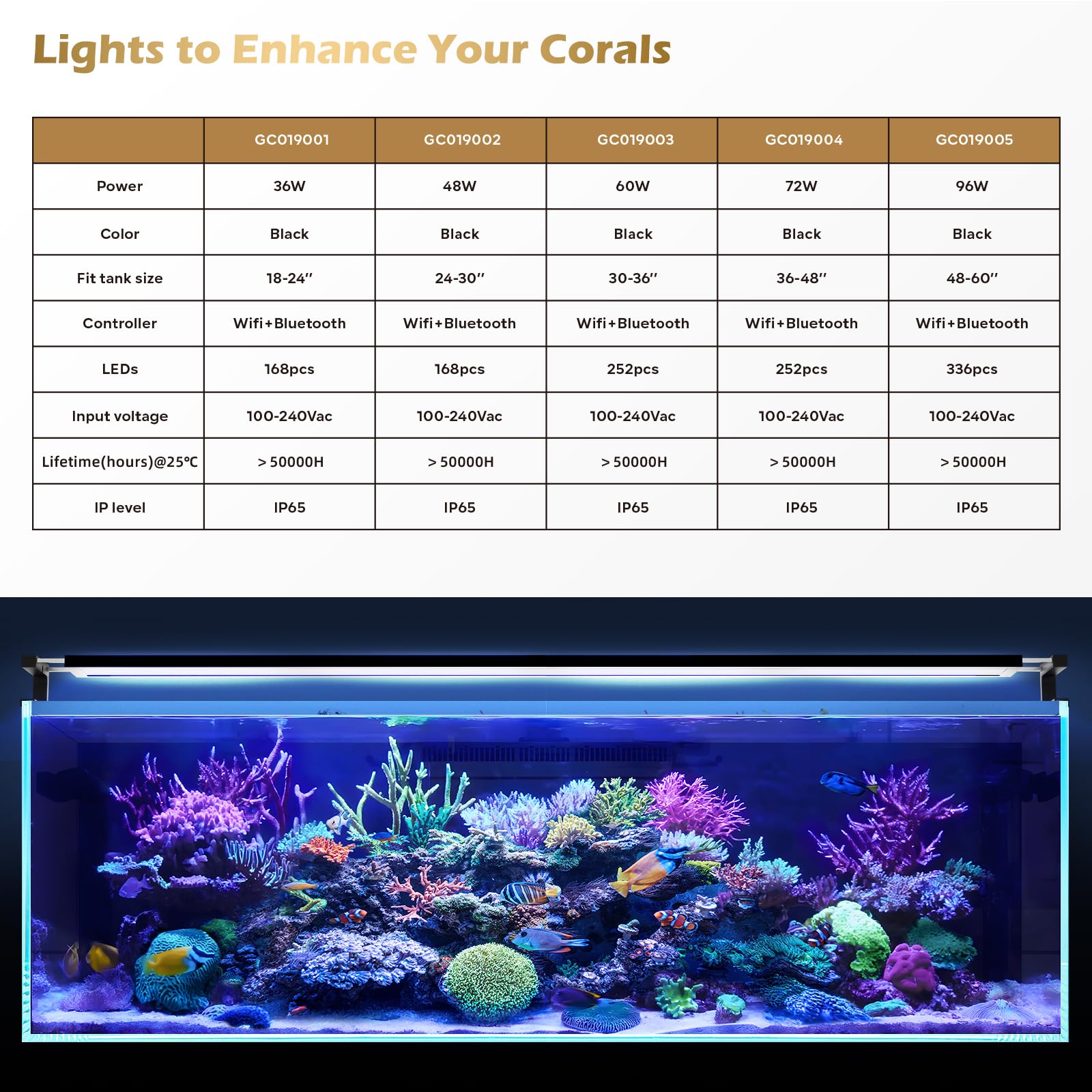 GLOWRIUM saltwater light anti-drop design reduces worry during maintenance and water changes.