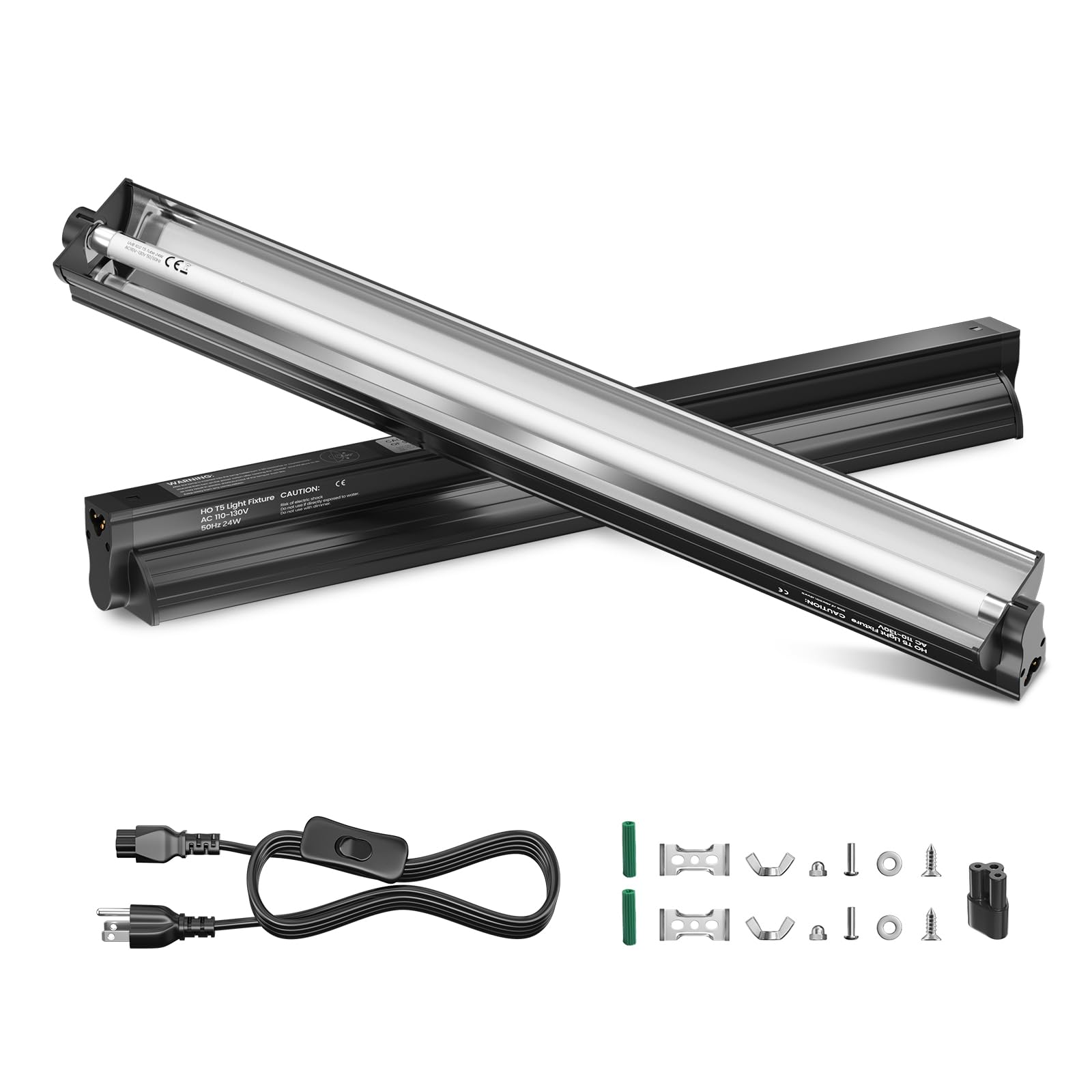 GlowUp 24W T5 UVB reptile fixture 22in with protective cover provides safe terrarium lighting.