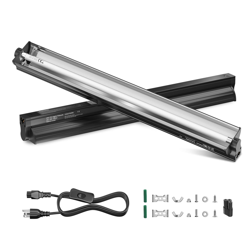 GlowUp 24W T5 UVB reptile fixture 22in with protective cover provides safe terrarium lighting.