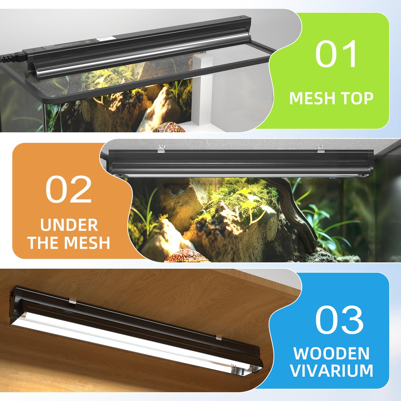 GlowUp separate switch-on-off feature allows quick UVB control.