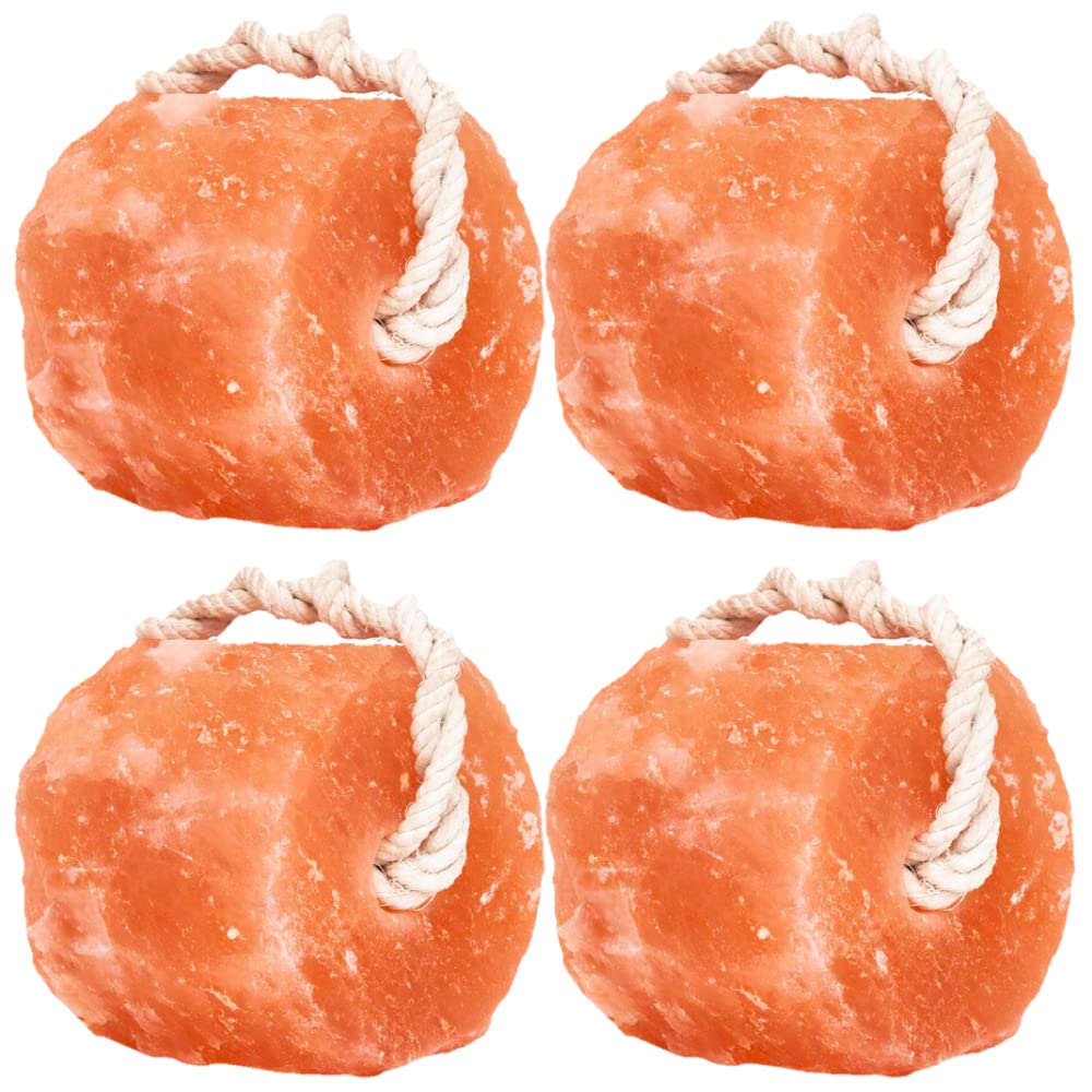 Glowyn Pink Himalayan salt block on rope for horses, promoting hydration and balanced electrolyte intake.
