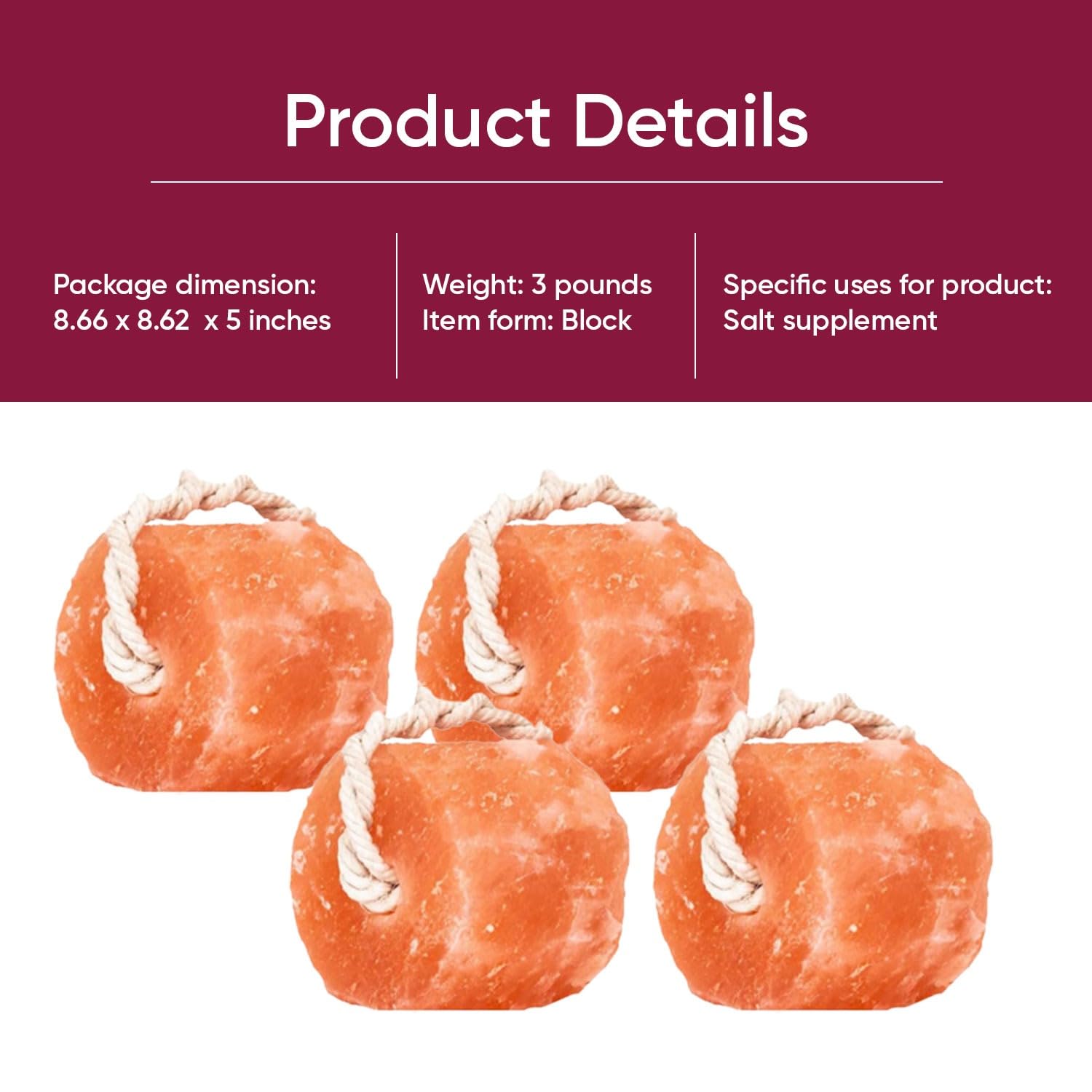 Glowyn Pink salt block on rope texture highlight, attractive color for deer attractant during feeding.