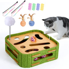 GLYVIAN 5-in-1 cat toys wooden box closed demonstrates hidden reward exploration and mental engagement