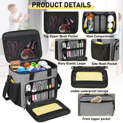 GMAK Pet Grooming Bag front pocket view highlights eight elastic slots for brushes and clippers.