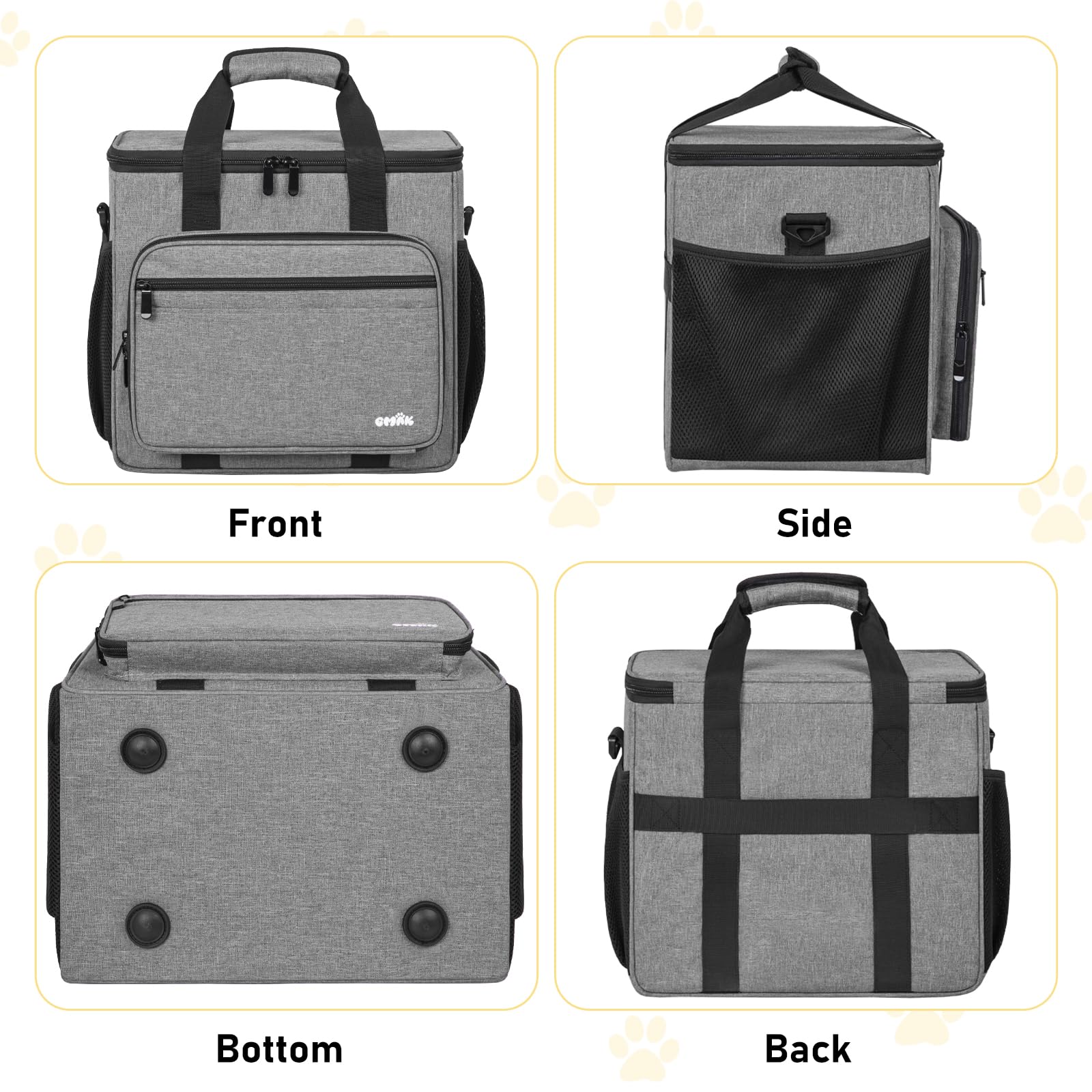 GMAK Pet Grooming Bag open layout reveals generous space for clippers, scissors, and towels.