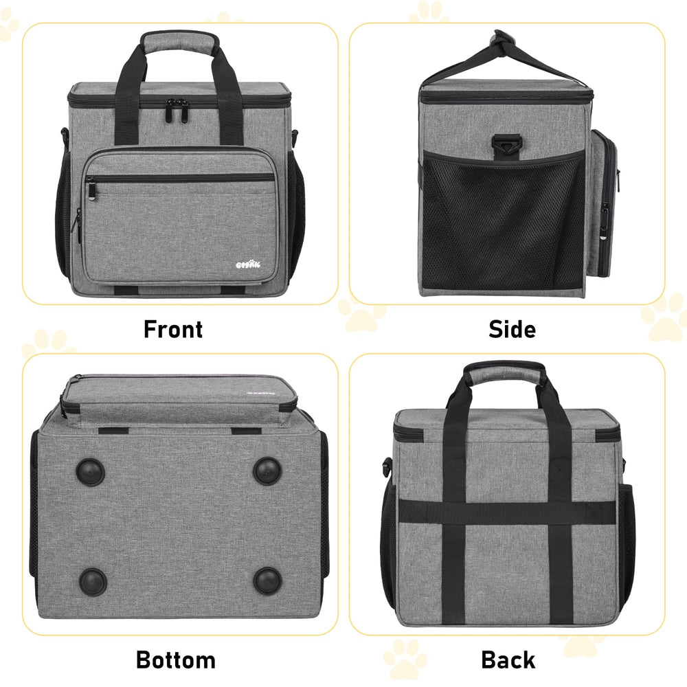 GMAK Pet Grooming Bag open layout reveals generous space for clippers, scissors, and towels.