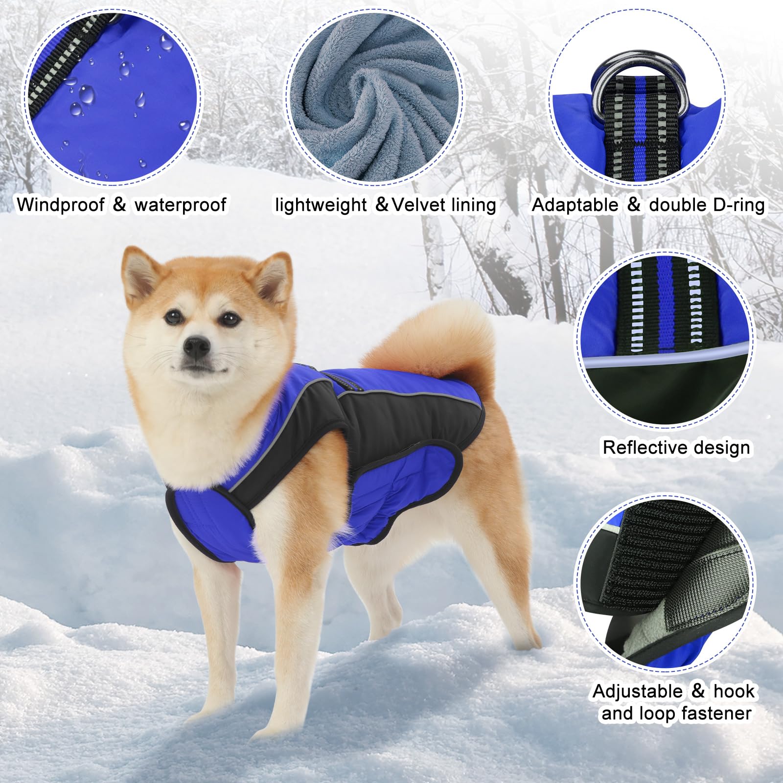 Gmayoo dog coat warm fleece lining interior provides cozy insulation.