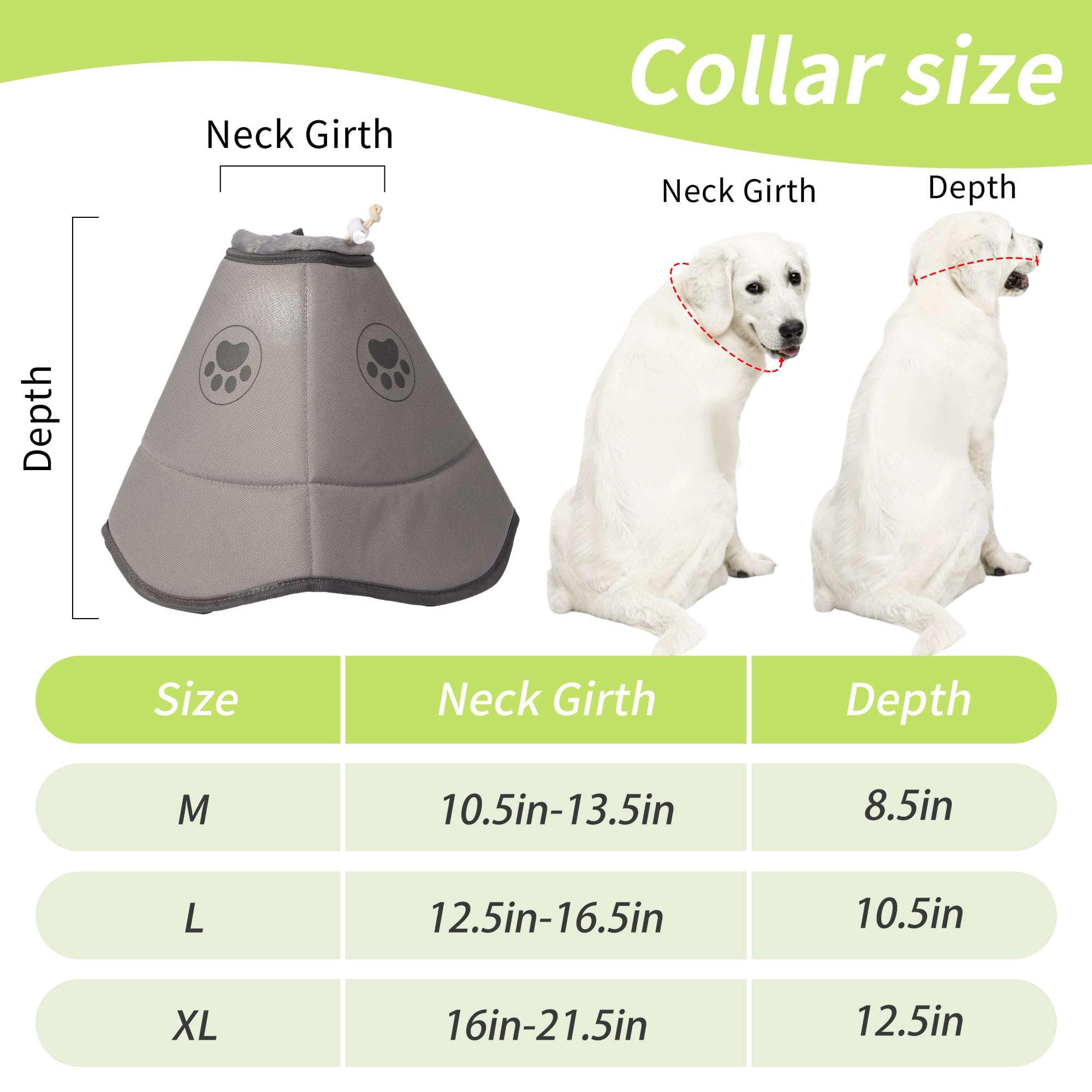 Gmkato soft dog cone grey on dog preventing licking