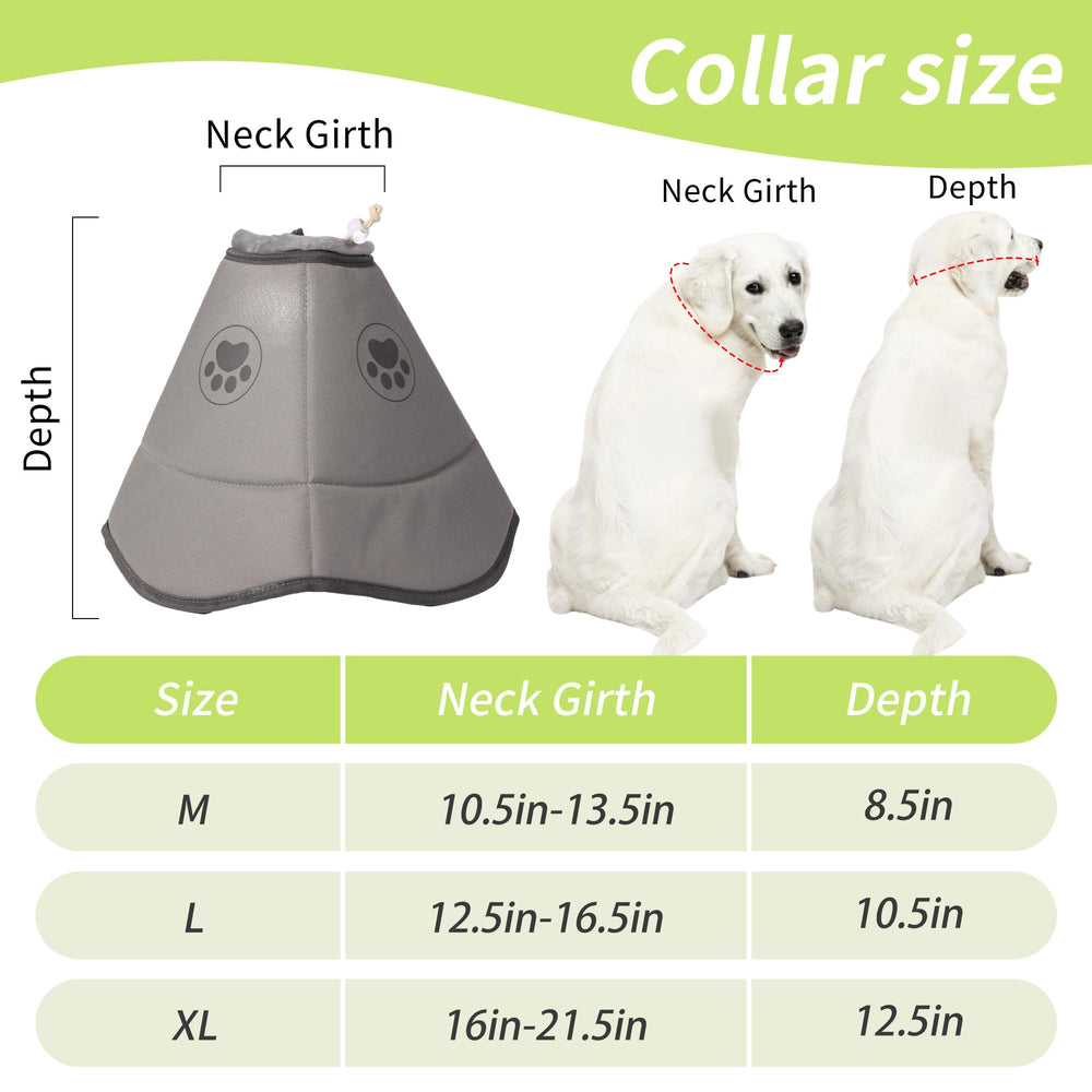 Gmkato soft dog cone grey on dog preventing licking