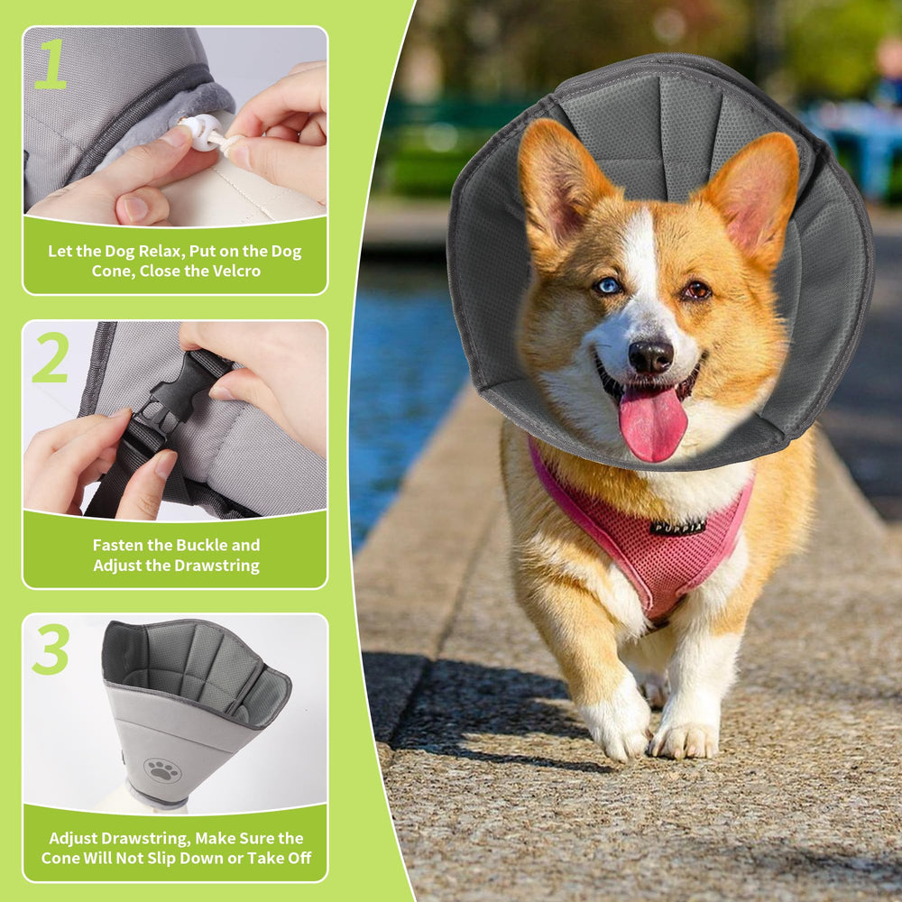 Gmkato soft dog cone grey on pillow highlighting fabric