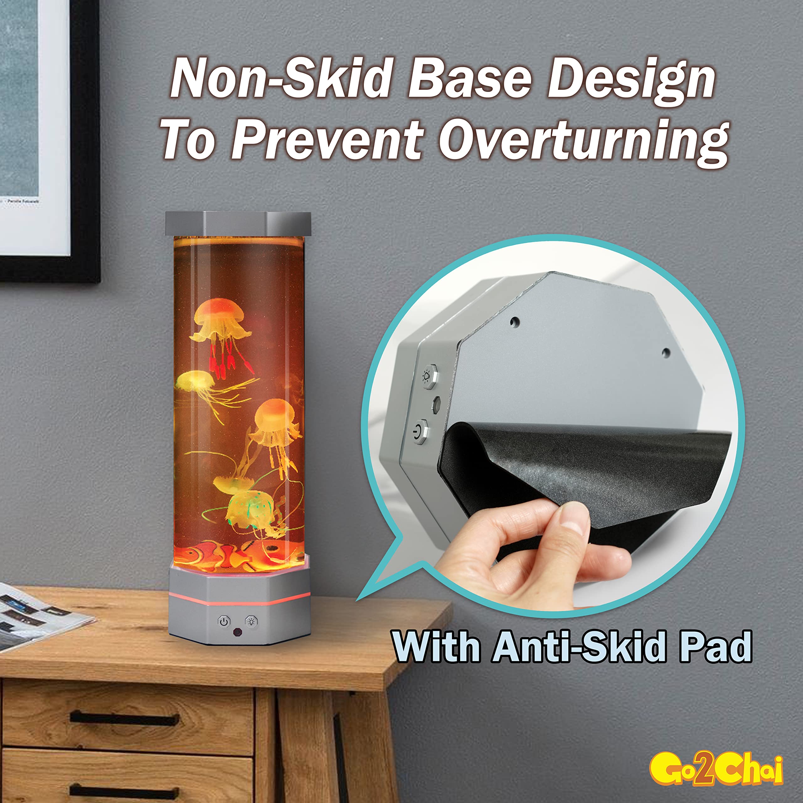 Go2Chai Jellyfish Lamp base safety design for family-friendly setup