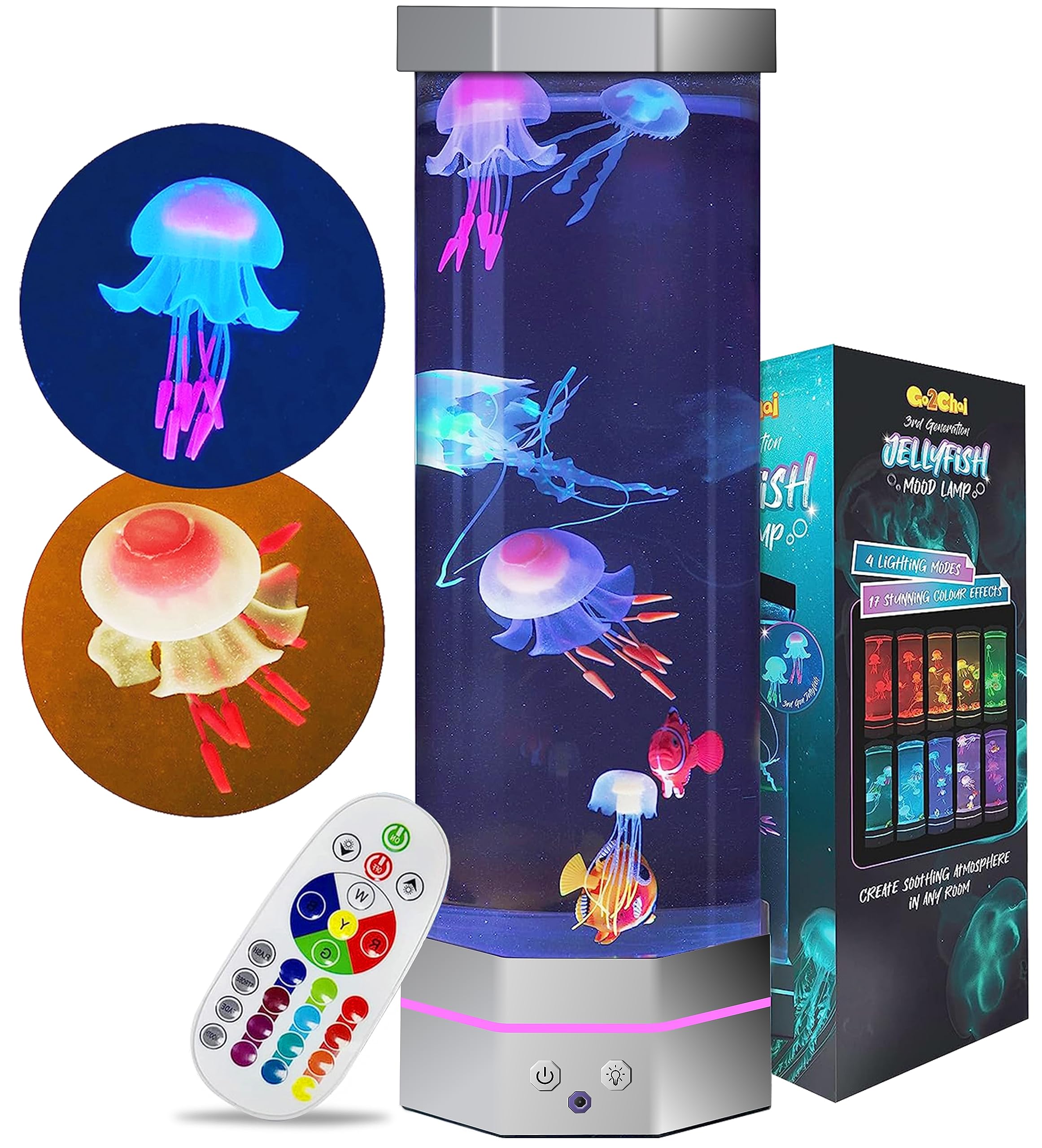 Go2Chai Jellyfish Aquarium Lamp front view for calming ocean ambience