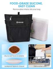 Gobeigo dog treat pouch shows 4-cup capacity for ample treats on walks.