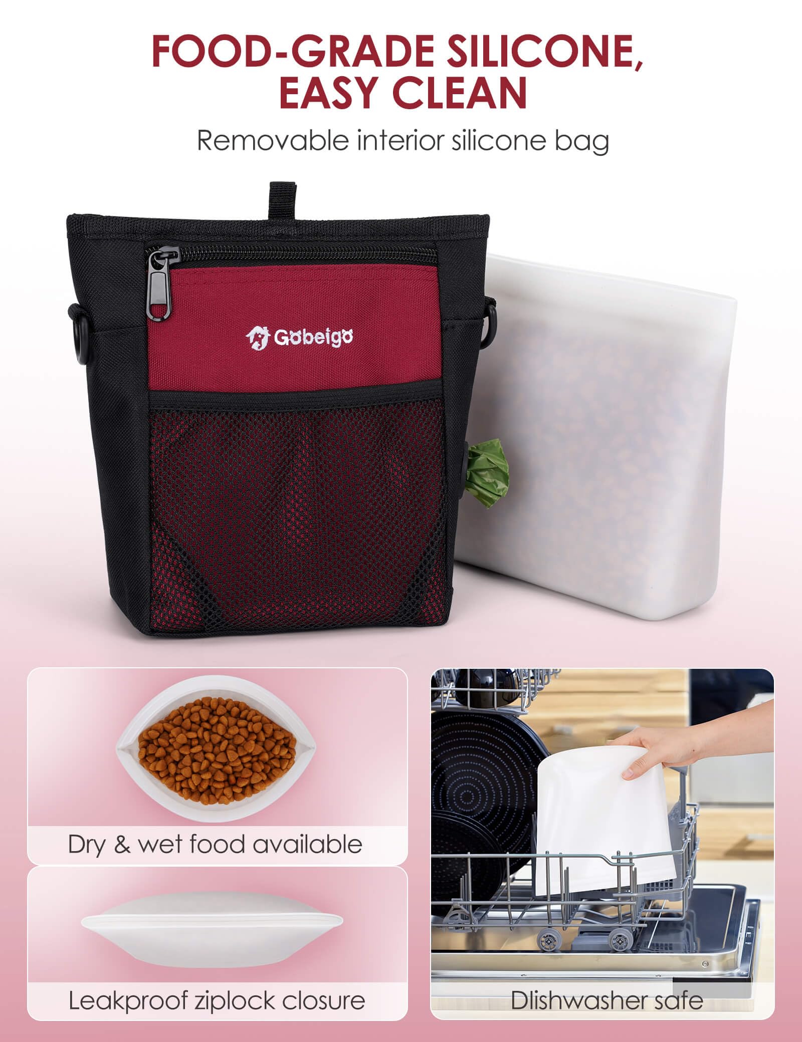 Gobeigo silicone bag keeps treats fresh and mess-free during outings.