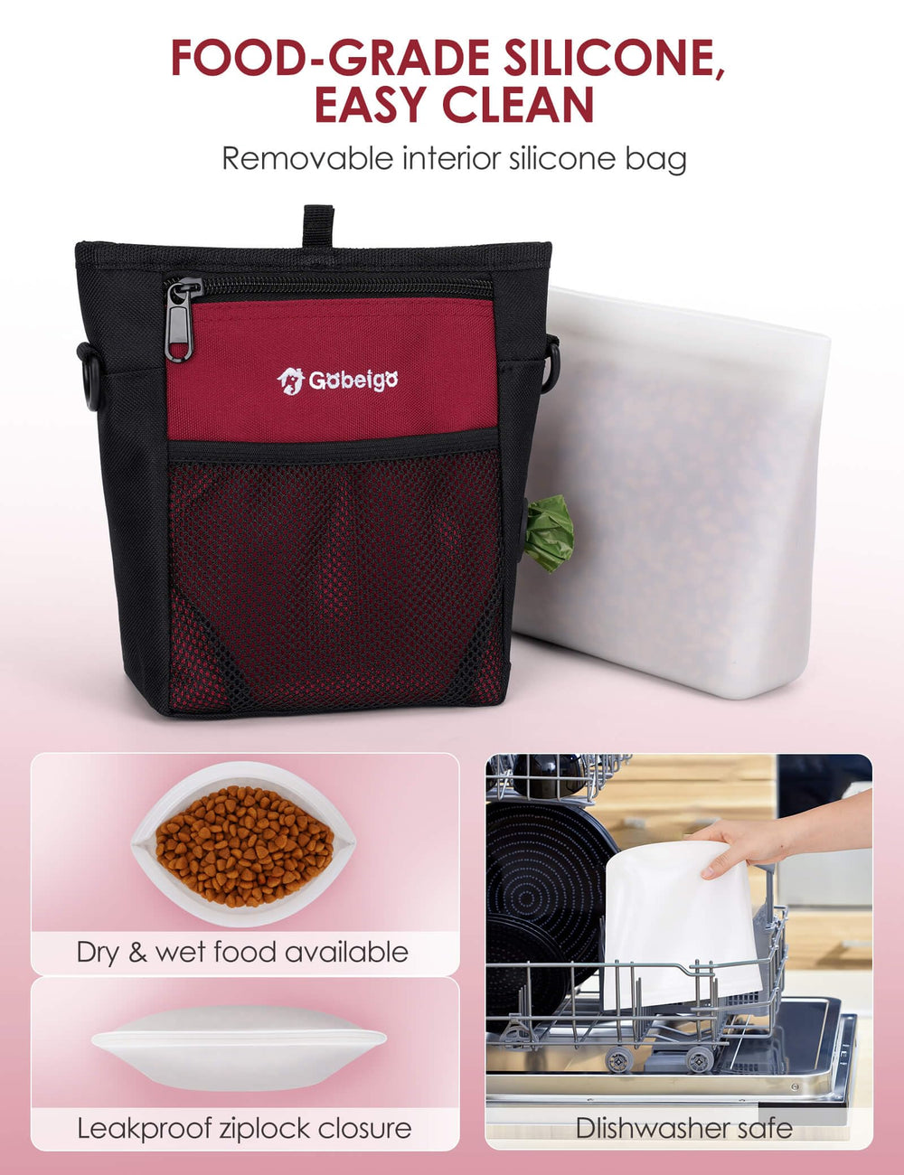 Gobeigo silicone bag keeps treats fresh and mess-free during outings.