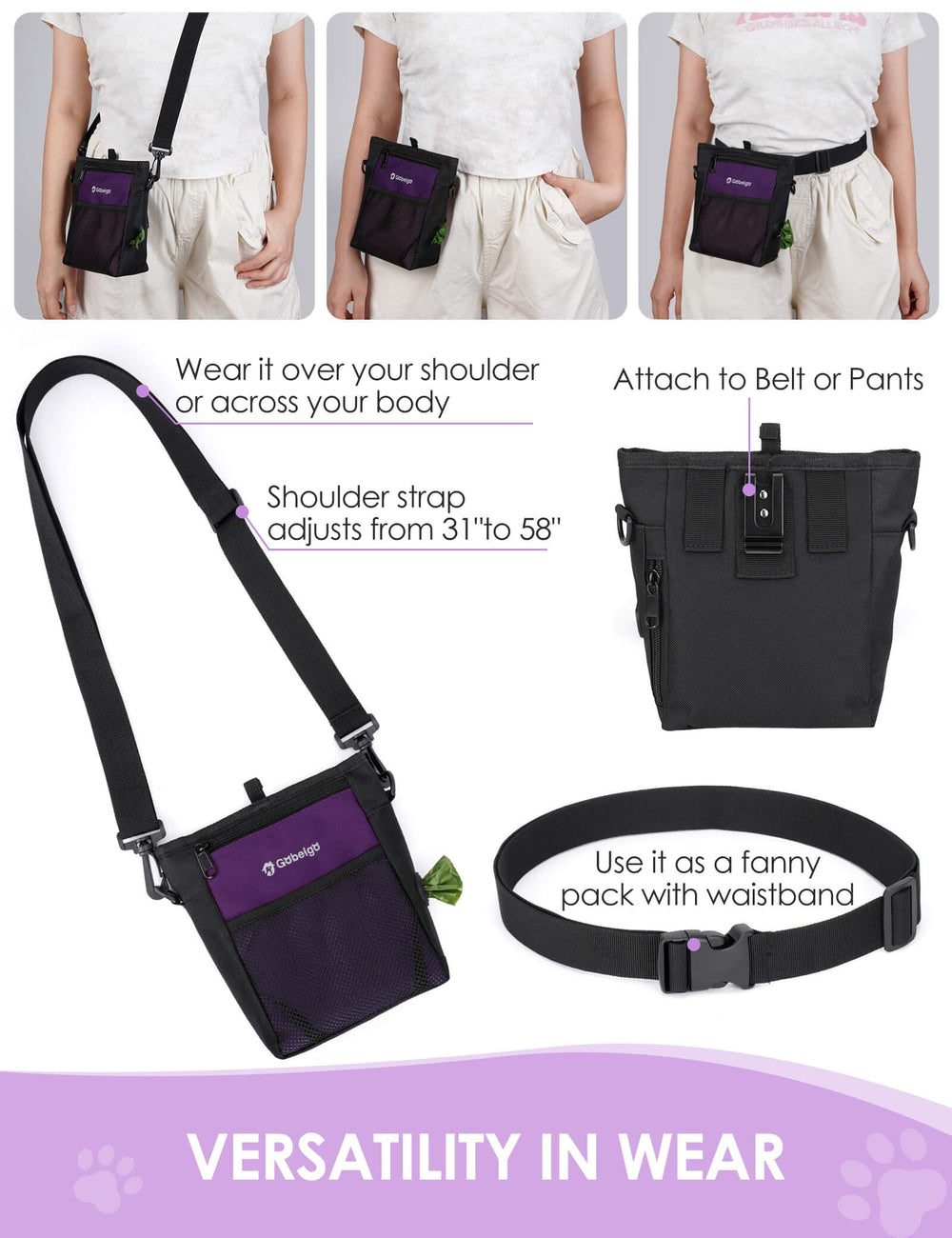Gobeigo dog treat pouch training clicker included for pet training