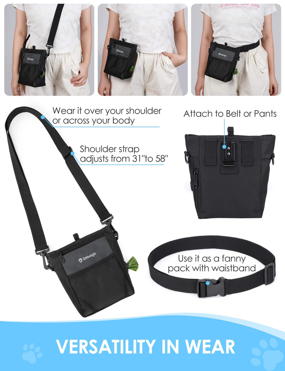 Gobeigo three-way wear options for hands-free walking