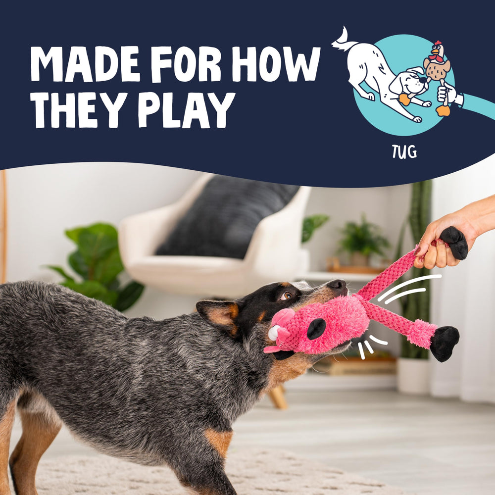GoDog Checkers Skinny Pig toy with reinforced seams supports long-lasting fun.