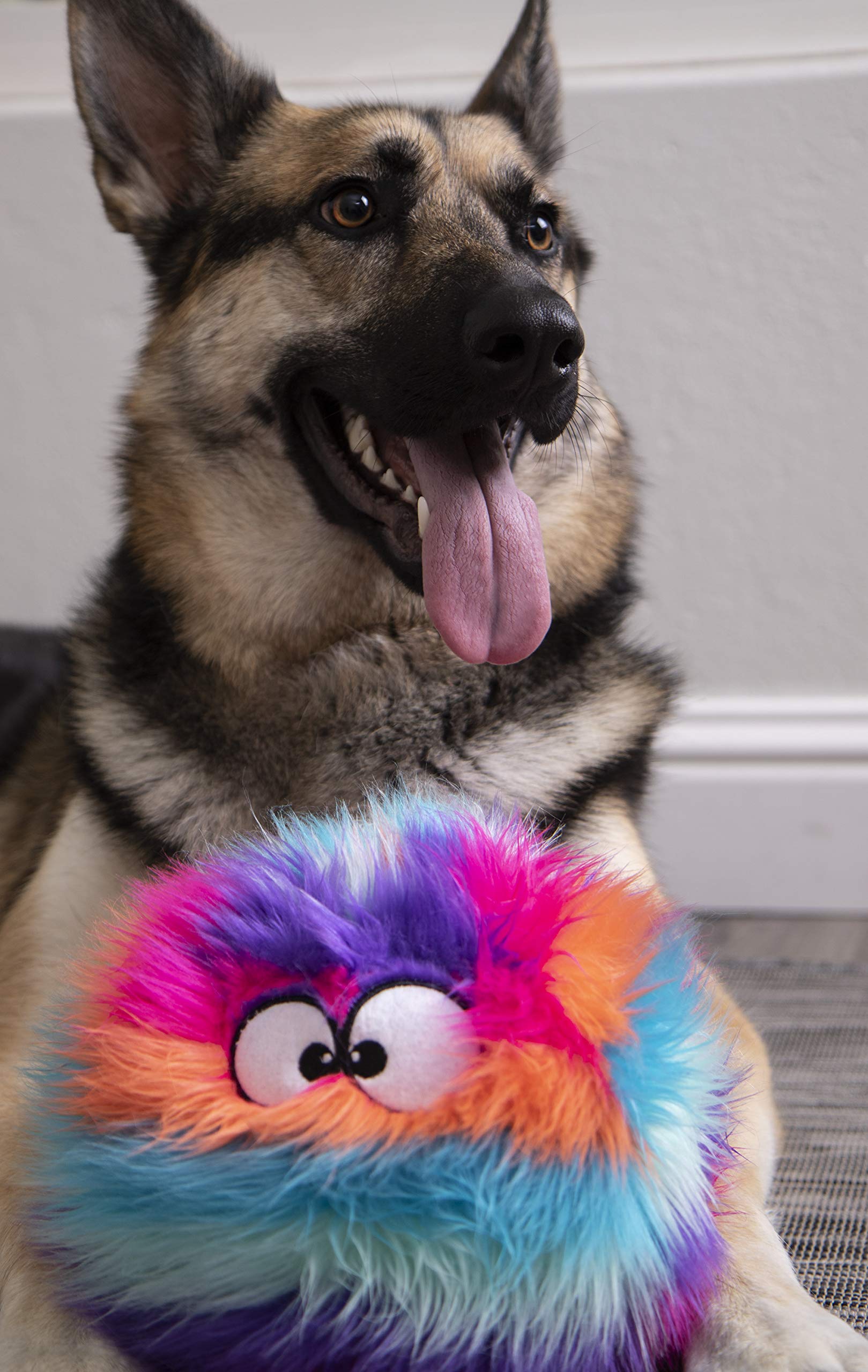 GoDog Furballz round squeaky ball ideal for tossing and fetch