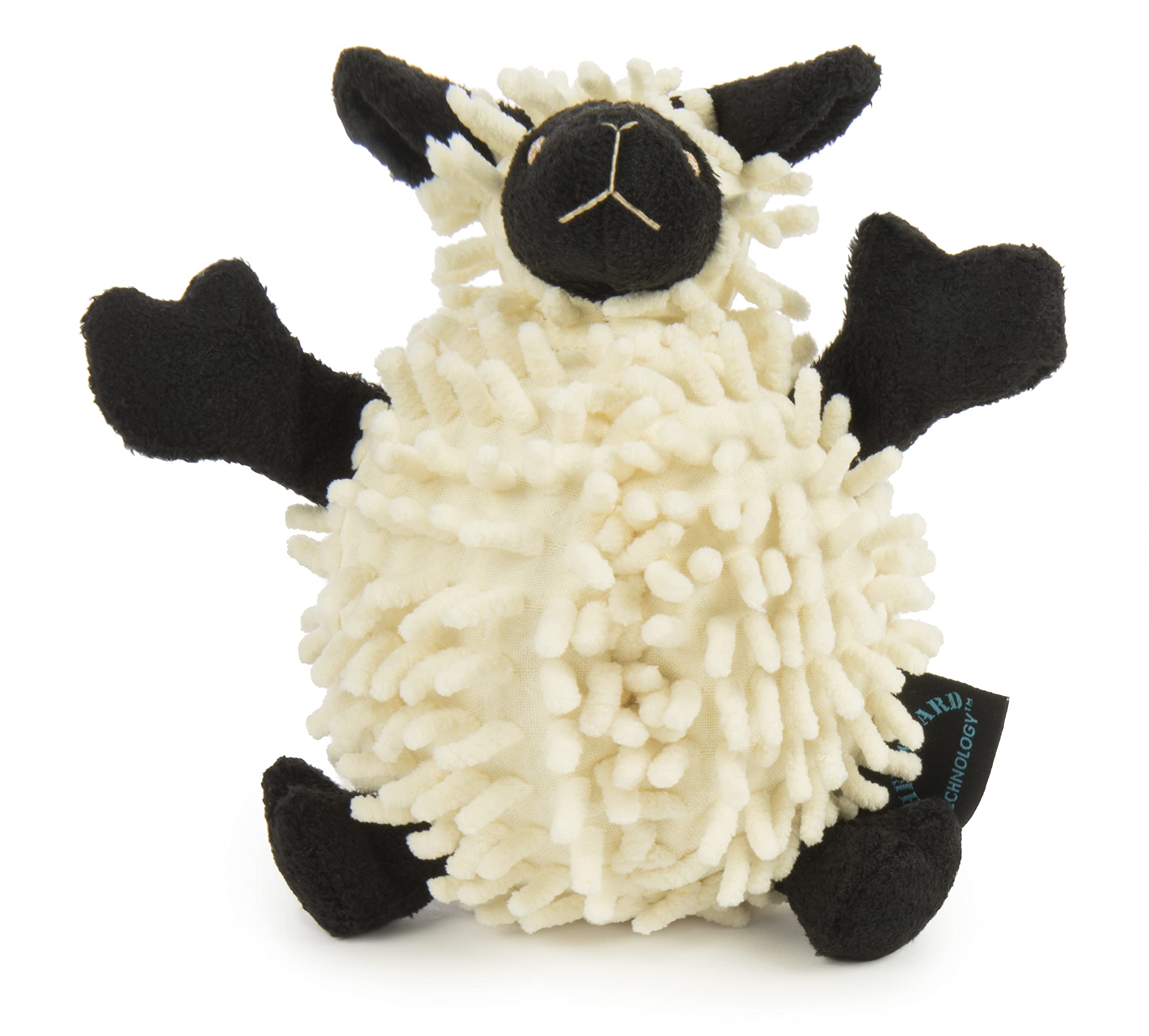 GoDog Fuzzy Wuzzy Lamb toy with squeaker for interactive play and cuddling.