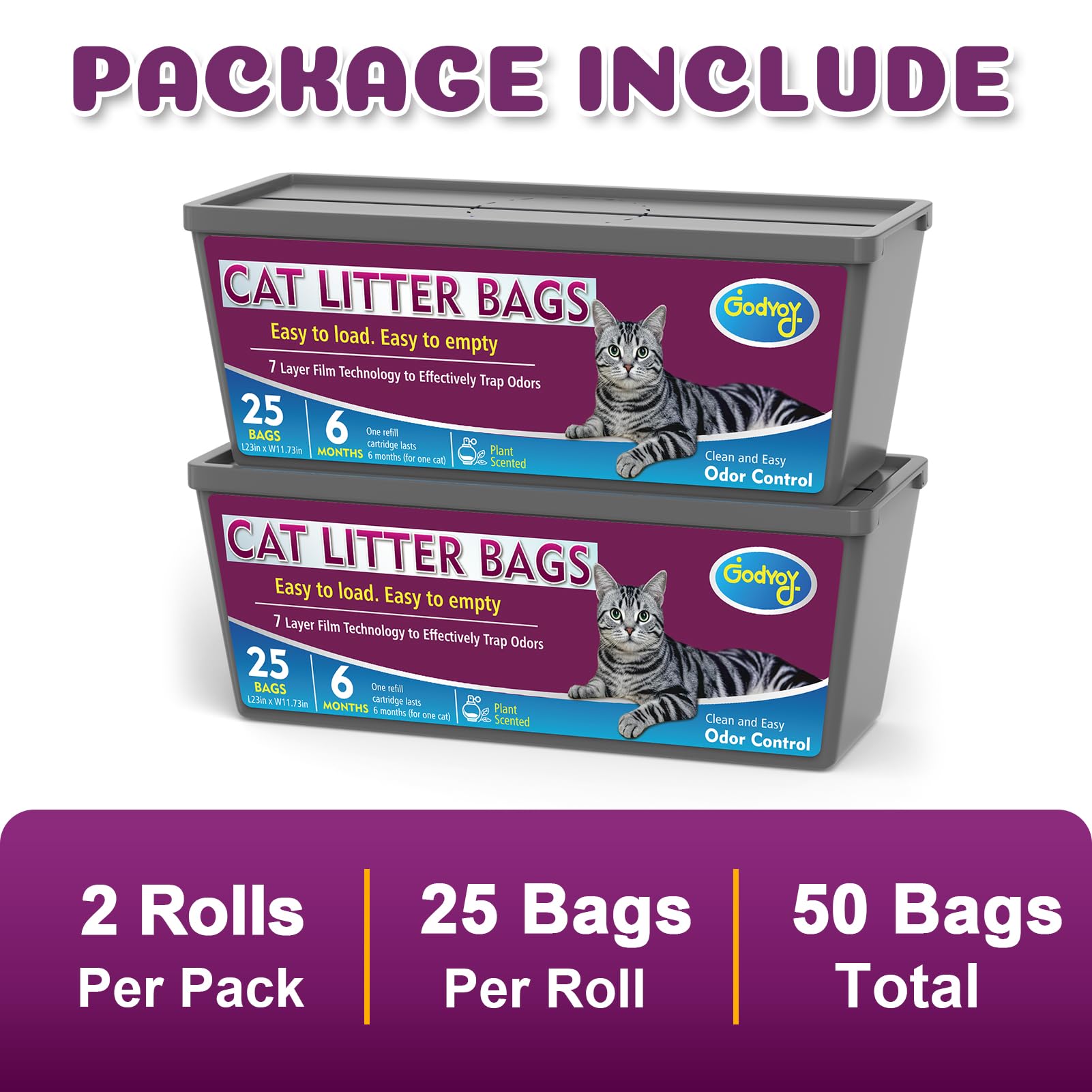 Godyoy 50-bag supply provides long-lasting value for single-cat households.