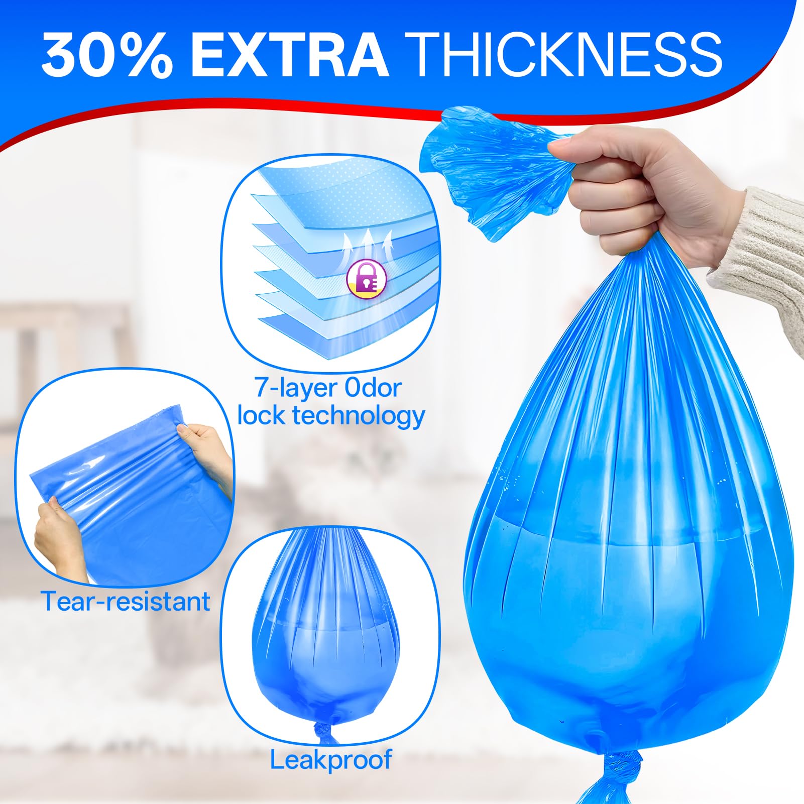 Godyoy extra-length 16.5ft (5m) bags extend use between changes.