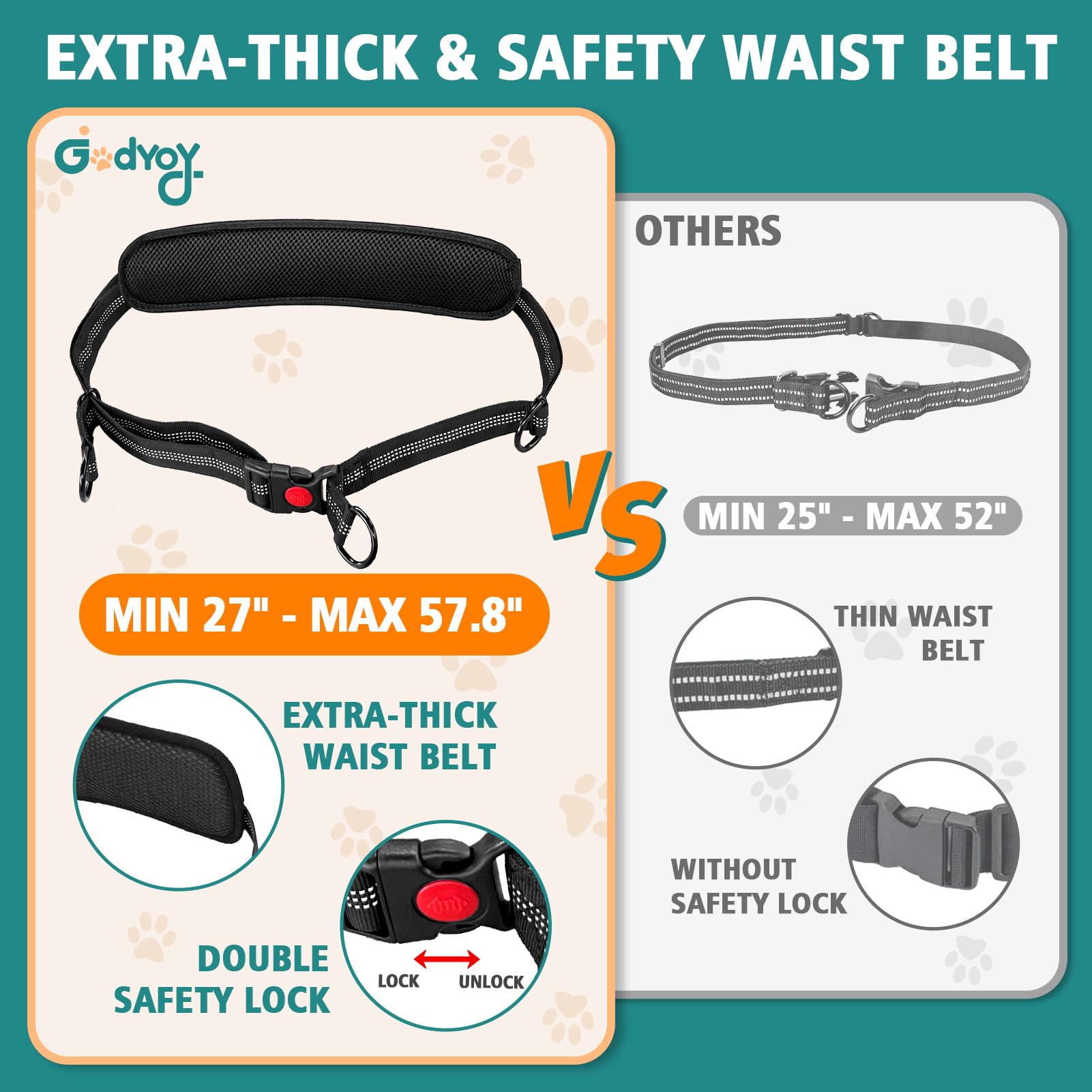 Godyoy waist belt with adjustable strap for secure fit