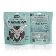 GoGo Stressless Venison Jerky on plate suggests ready-to-eat portions for travel.