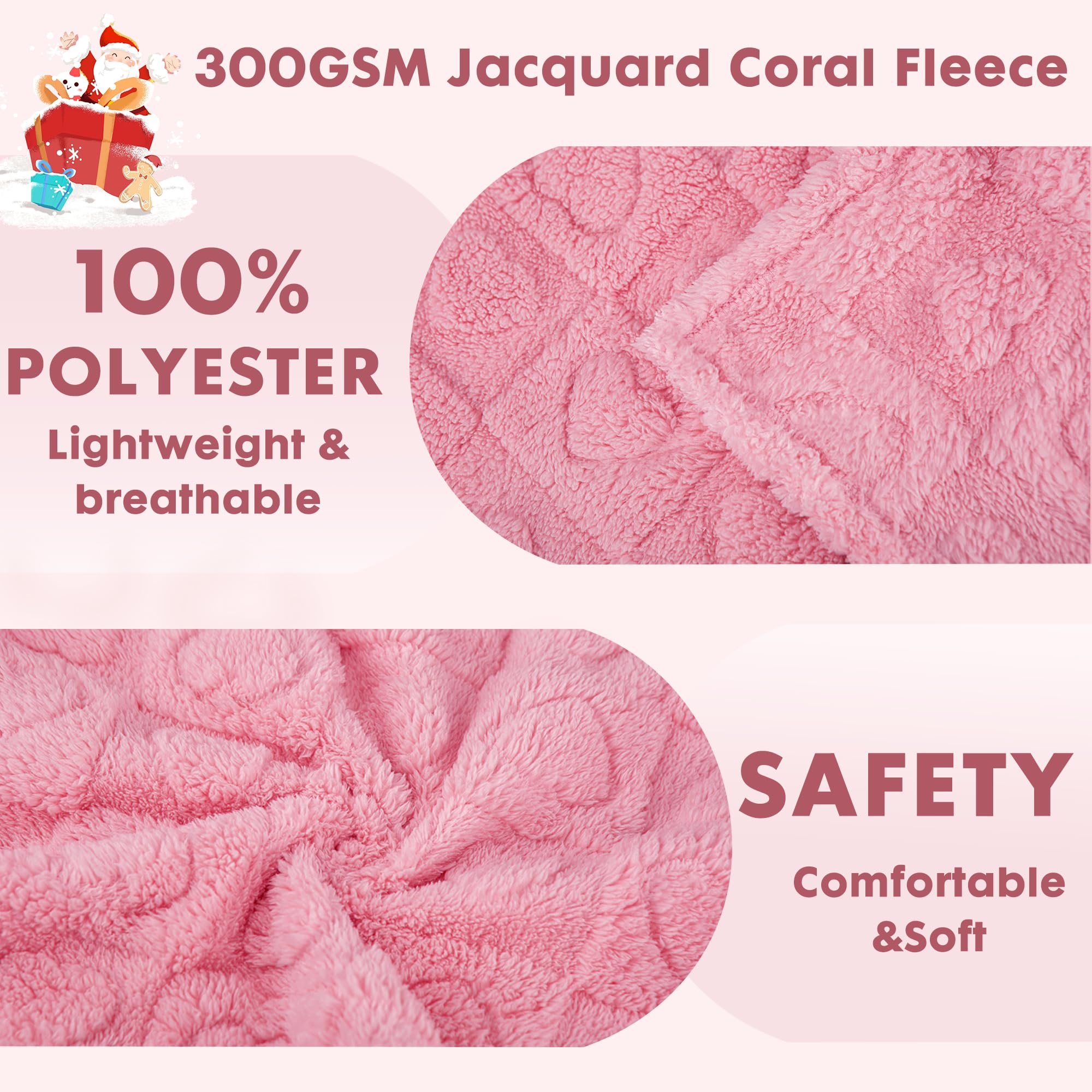 gogobunny calming-blanket-closeup-fabric-texture shows 300GSM coral fleece softness and warmth.