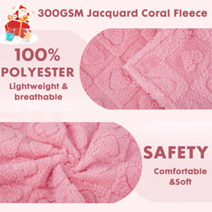 gogobunny calming-blanket-closeup-fabric-texture shows 300GSM coral fleece softness and warmth.