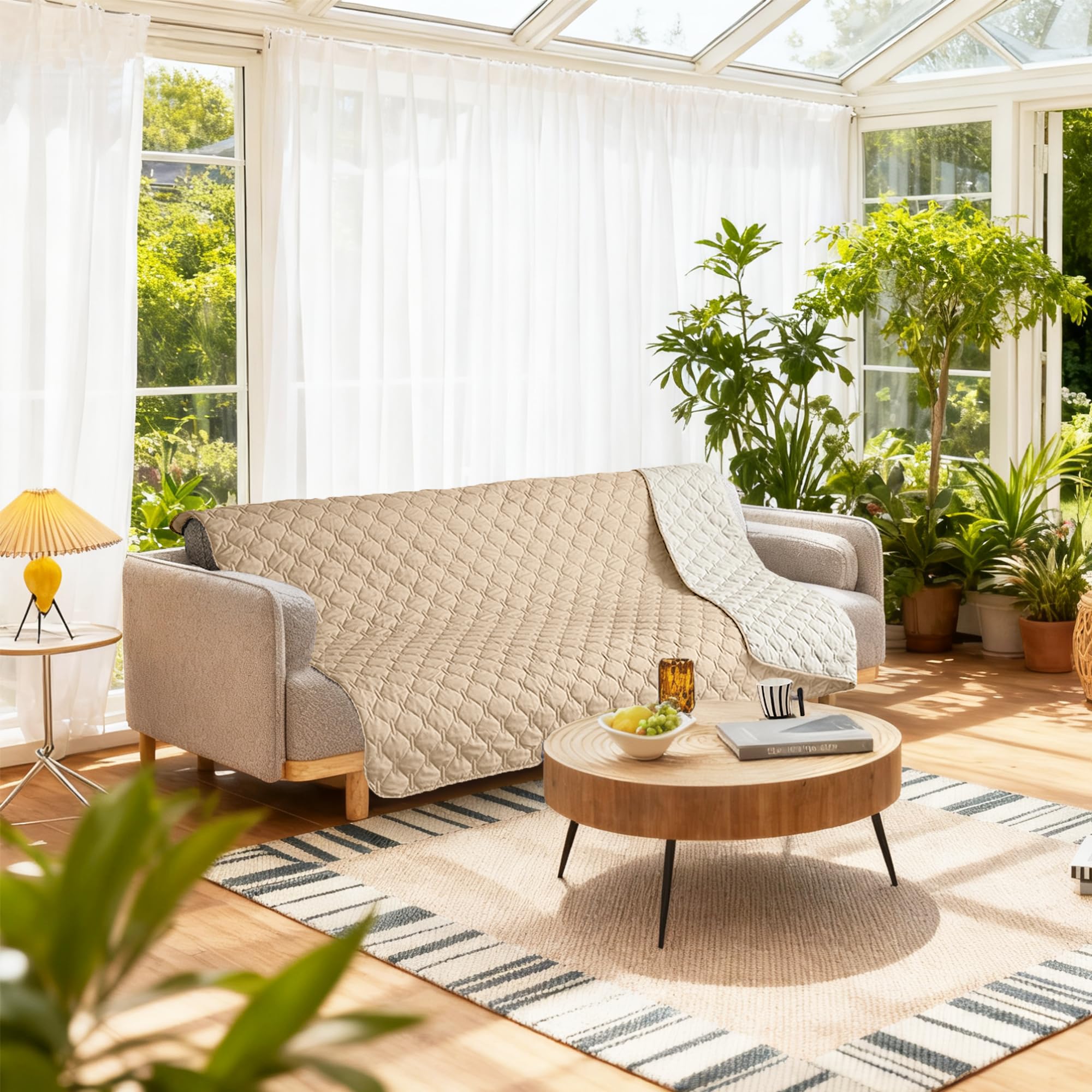gogobunny dark-beige-light-beige-reversible offers two-tone look for refreshed room style.