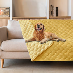 Gogobunny dog bed cover closeup highlighting double-sided waterproof protection for furniture.