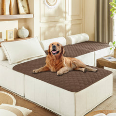 gogobunny dog bed cover plaid dark chocolate front view protects furniture from spills.