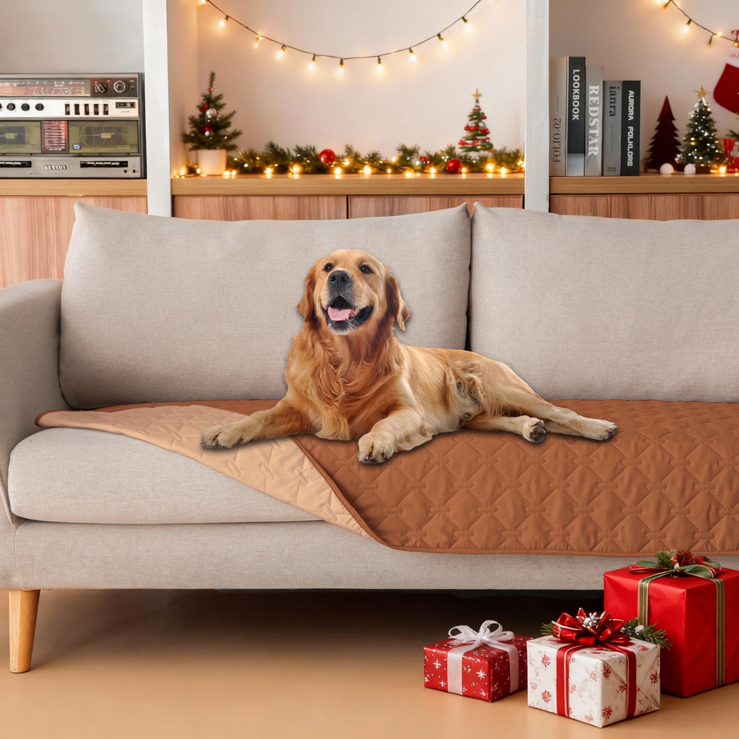 Gogobunny dog bed cover waterproof dark pumpkin protects furniture from spills and accidents