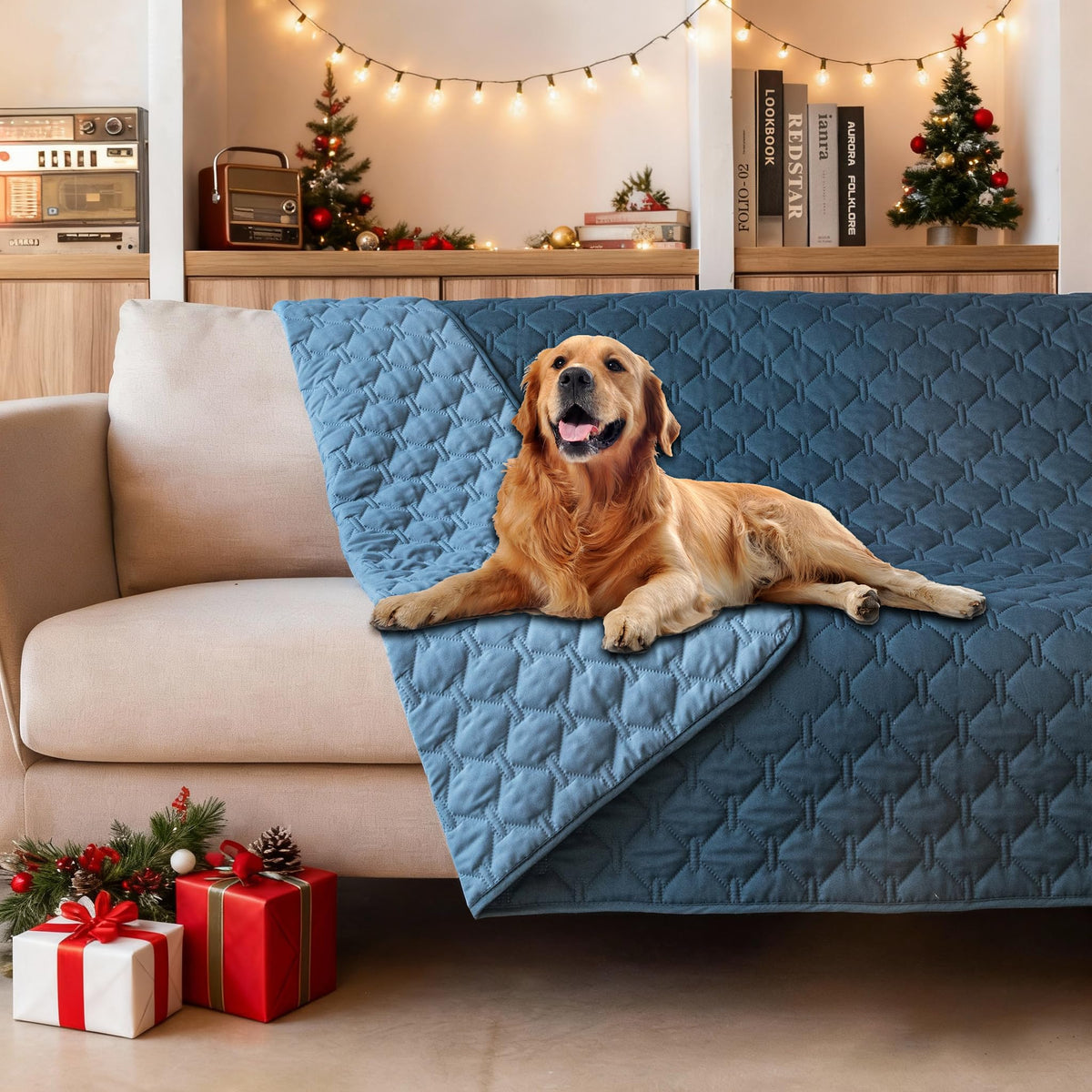 Gogobunny dog bed cover waterproof outer layer protects furniture from spills.