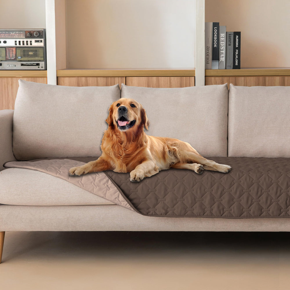 Gogobunny dog blanket plaid double-side on furniture offering cozy protection from pet messes.