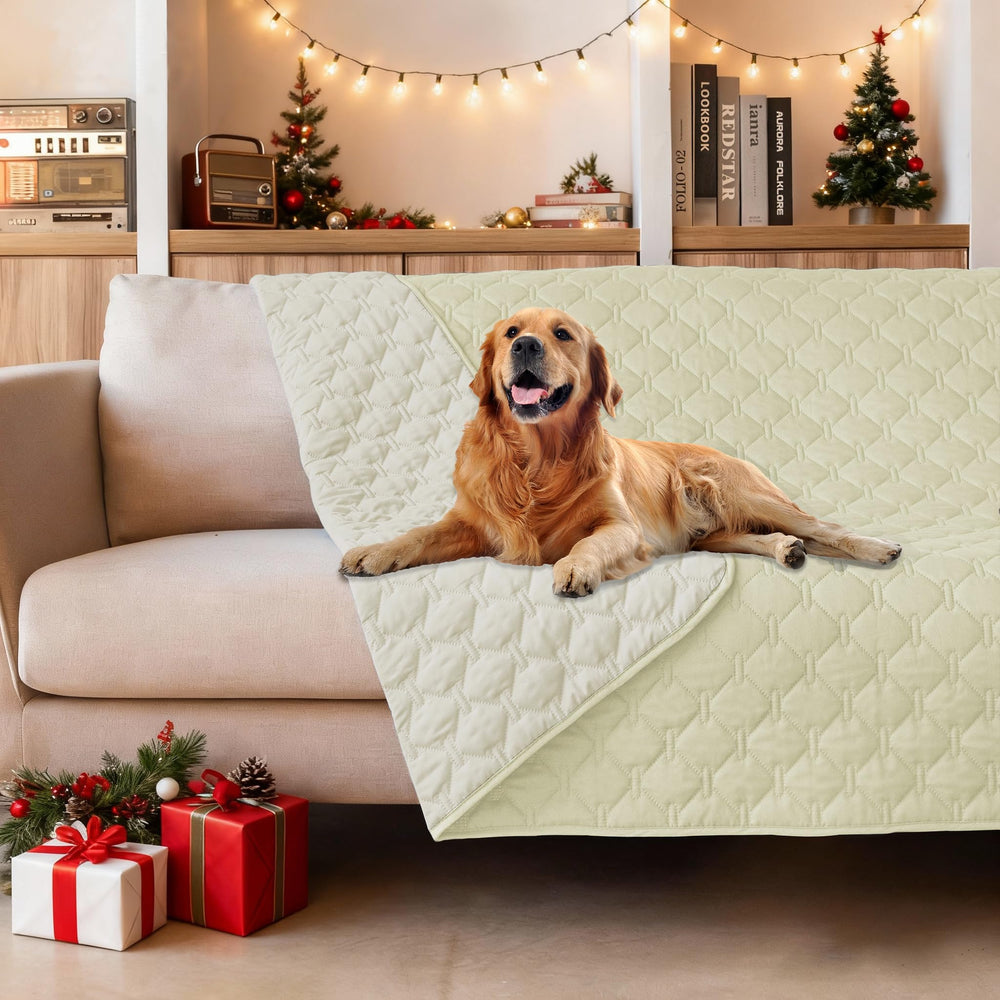 Gogobunny double-sided waterproof bed cover closeup shows durable protection for furniture.