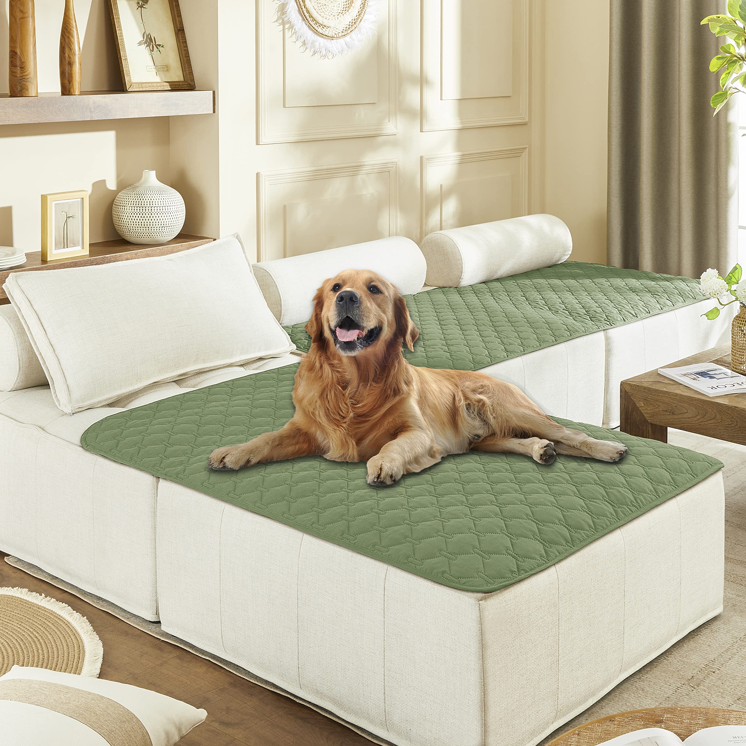gogobunny double-sided waterproof bed cover shows dual-color plaid for sofa protection and easy styling.
