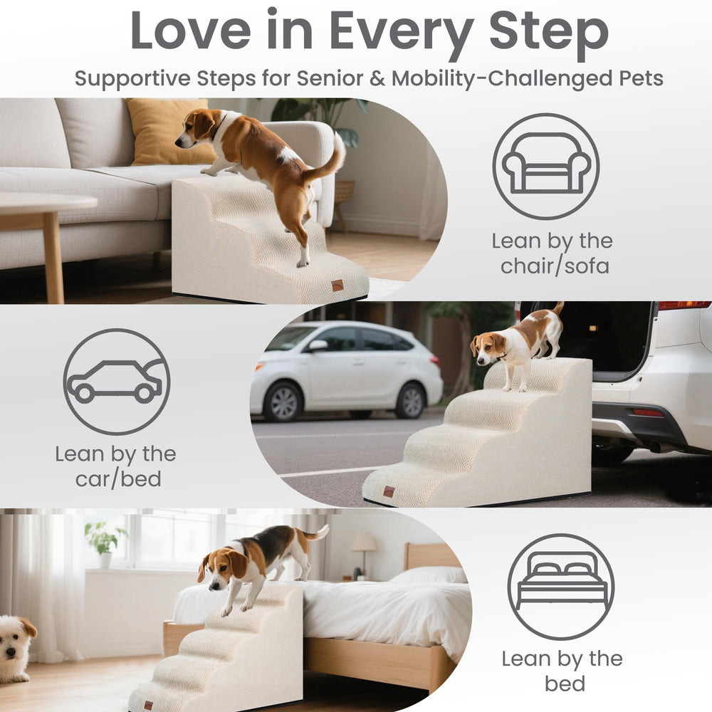 GoGoBunny dog stairs durable foam core provides stable support