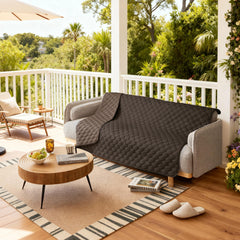 Gogobunny indoor-outdoor use blanket laid on patio or living room surfaces for versatile comfort
