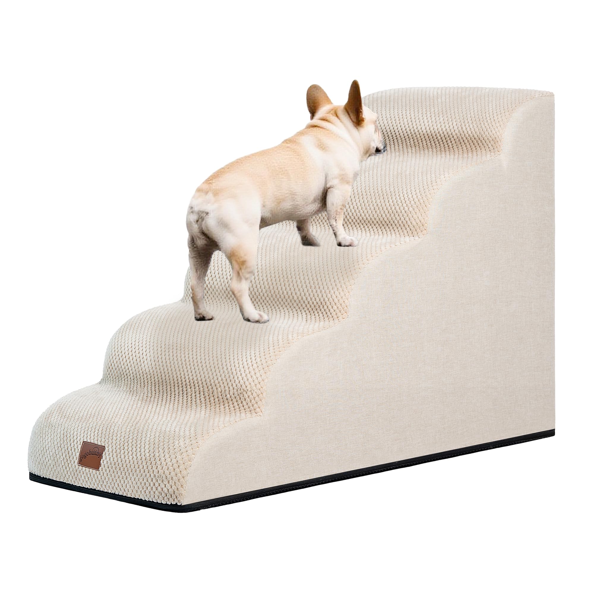 GoGoBunny Ramp Dog Stairs 22.6h beige cover enabling safe climb to high beds