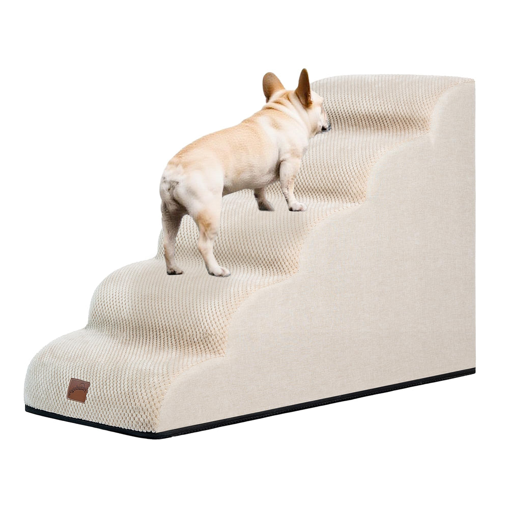 GoGoBunny Ramp Dog Stairs 22.6h beige cover enabling safe climb to high beds