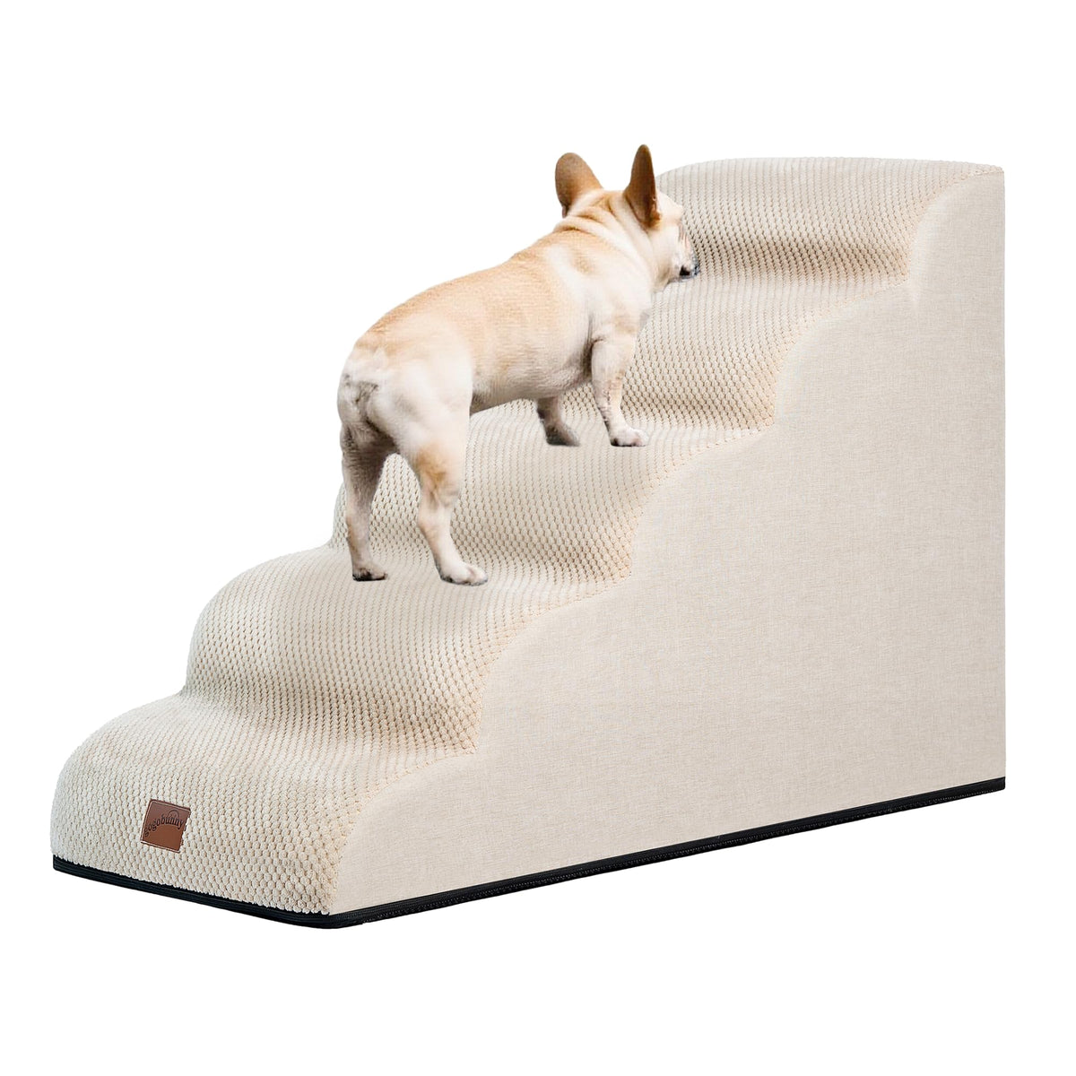 GoGoBunny Ramp Dog Stairs 22.6h beige cover enabling safe climb to high beds